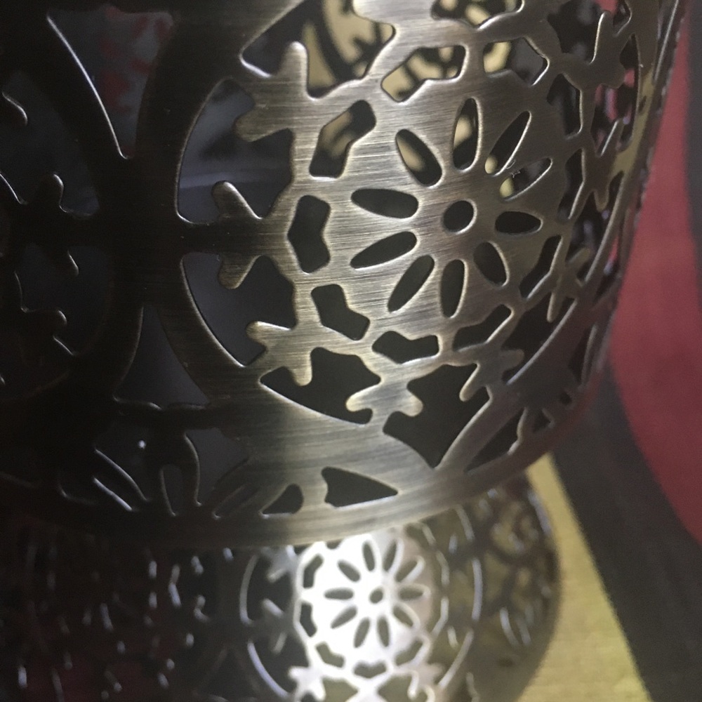 pierced metal candle holder